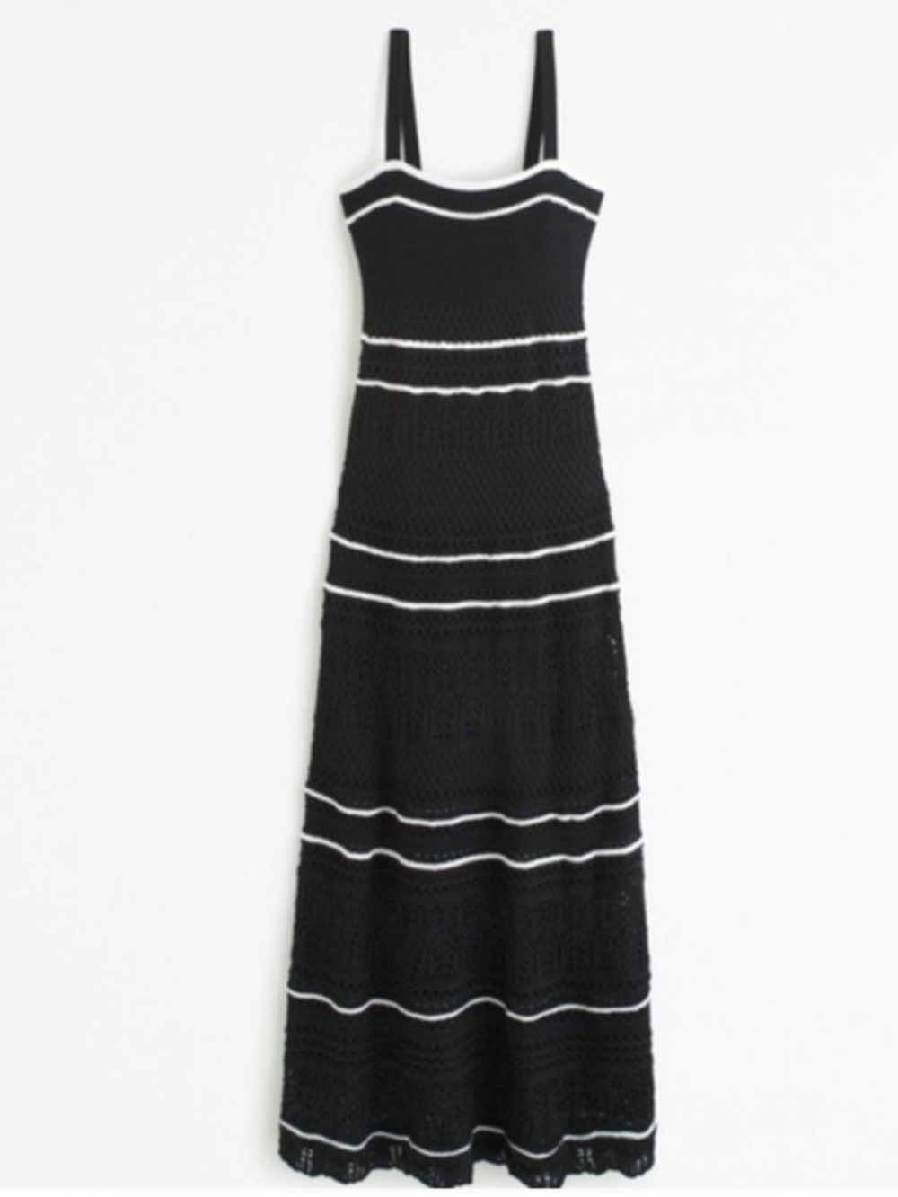 A&F Black Maxi Knit Dress with White Trim